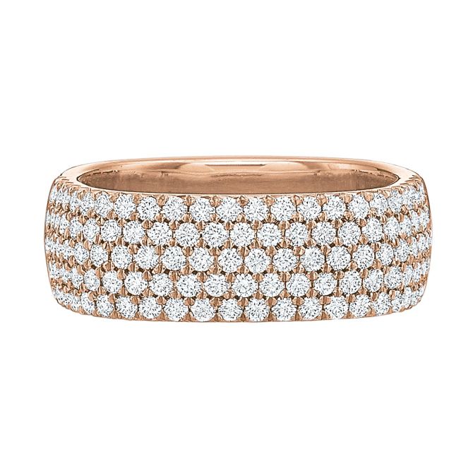 Diamond Pavé Square Wedding Band in Rose Gold