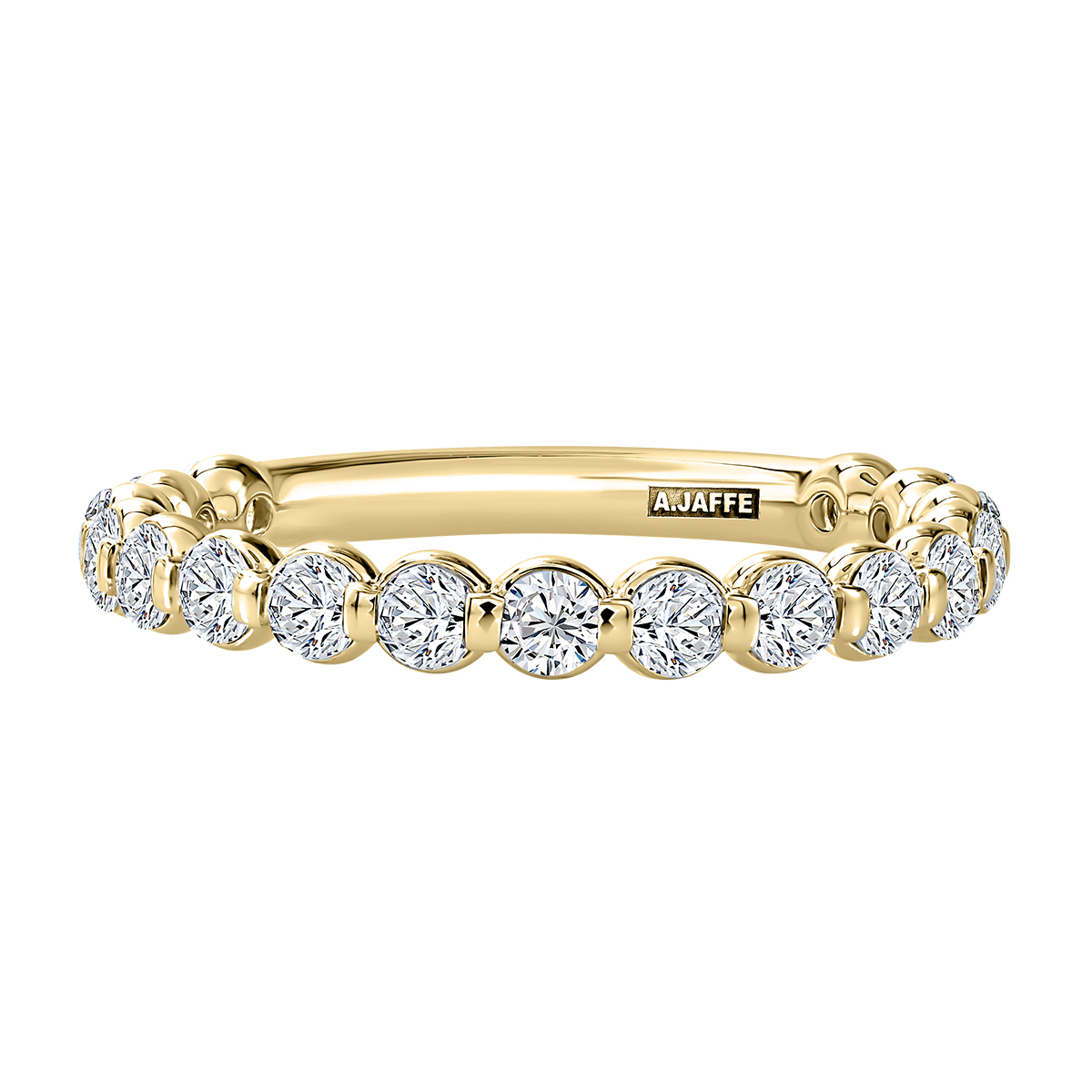 A. Jaffe Round Diamond Shared Prong Wedding Band in Yellow Gold, 0.85 cttw