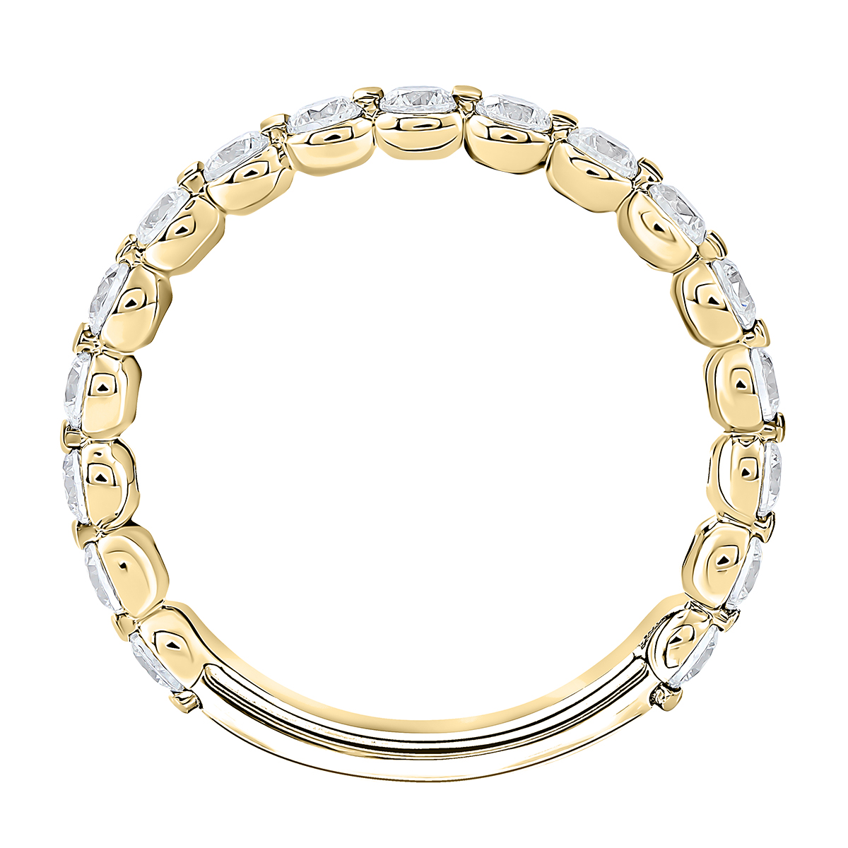 A. Jaffe Round Diamond Shared Prong Wedding Band in Yellow Gold, 0.85 cttw