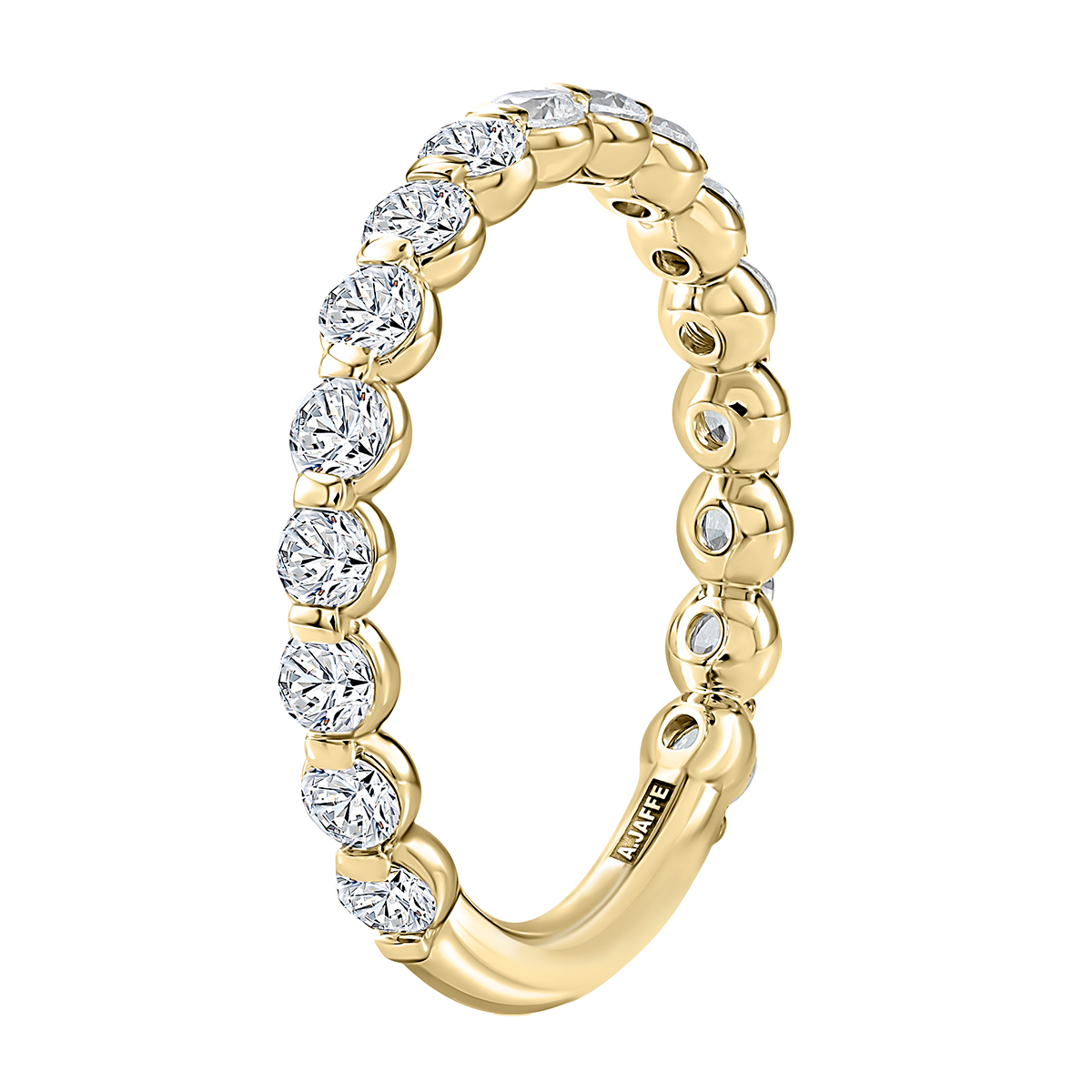 A. Jaffe Round Diamond Shared Prong Wedding Band in Yellow Gold, 0.85 cttw