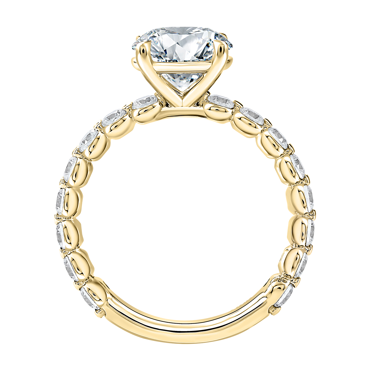 A. Jaffe Round Diamond Engagement Ring Setting in Yellow Gold
