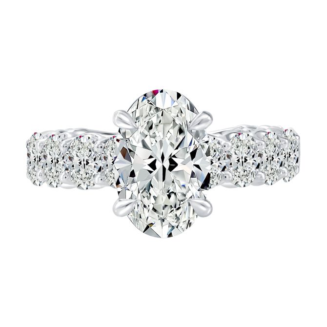 A. Jaffe Oval Diamond & Hidden Halo Engagement Ring Setting in Platinum