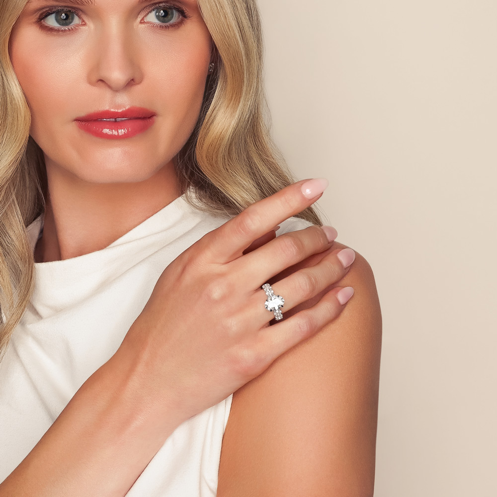 A. Jaffe Oval Diamond & Hidden Halo Engagement Ring Setting in Platinum