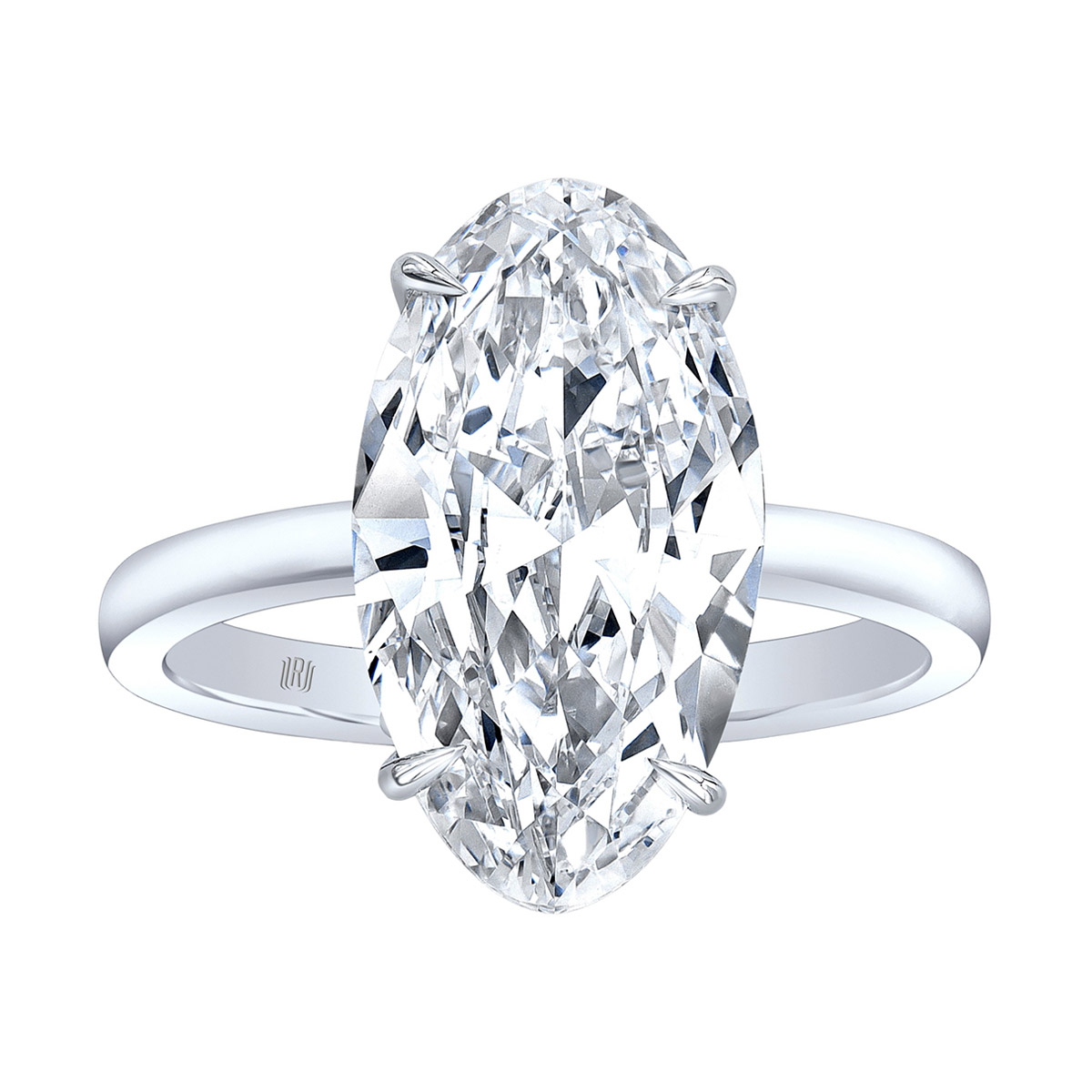 Rahaminov Oval Diamond Solitaire Engagement Ring in White Gold, 1.20 cttw