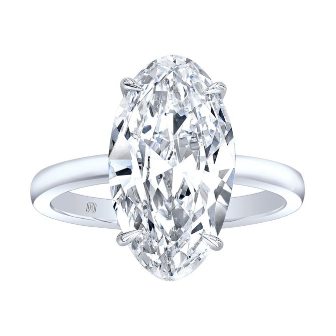 Rahaminov Oval Diamond Solitaire Engagement Ring in White Gold, 1.20 cttw