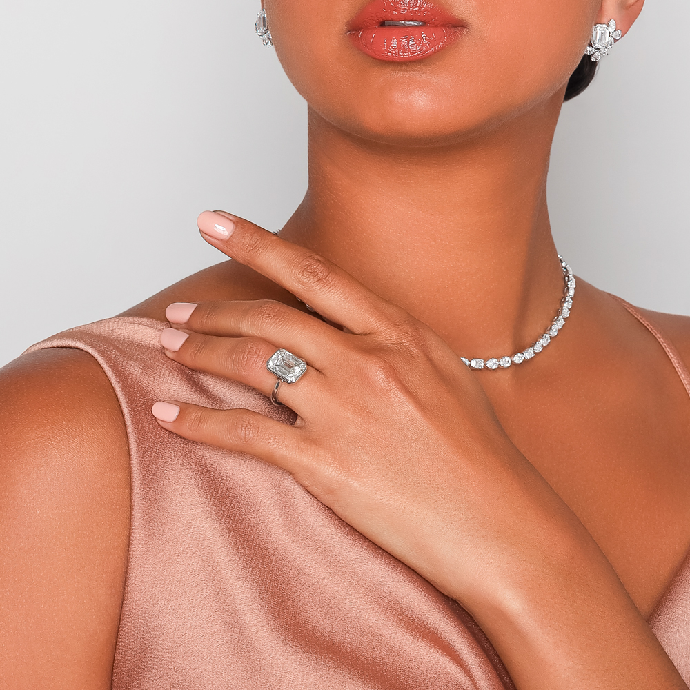 Rahaminov Emerald Cut Diamond Solitaire Engagement Ring in Platinum, 7.07 ct