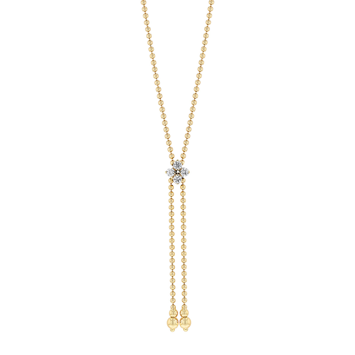 Roberto Coin Love in Verona Diamond Lariat Zipper Necklace in Yellow Gold, 23