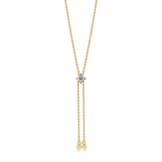 Roberto Coin Love in Verona Diamond Lariat Zipper Necklace in Yellow Gold, 23", 0.30 cttw