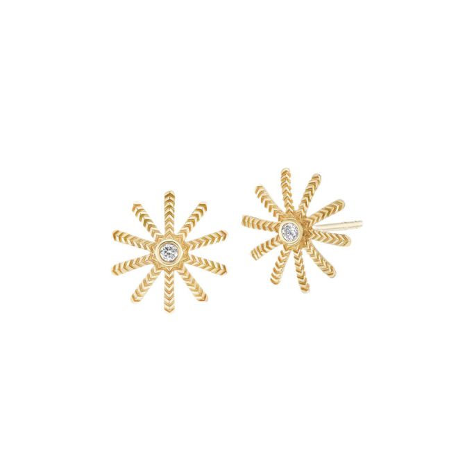 Harwell Godfrey Diamond Tiny Sunflower Stud Earrings in Yellow Gold