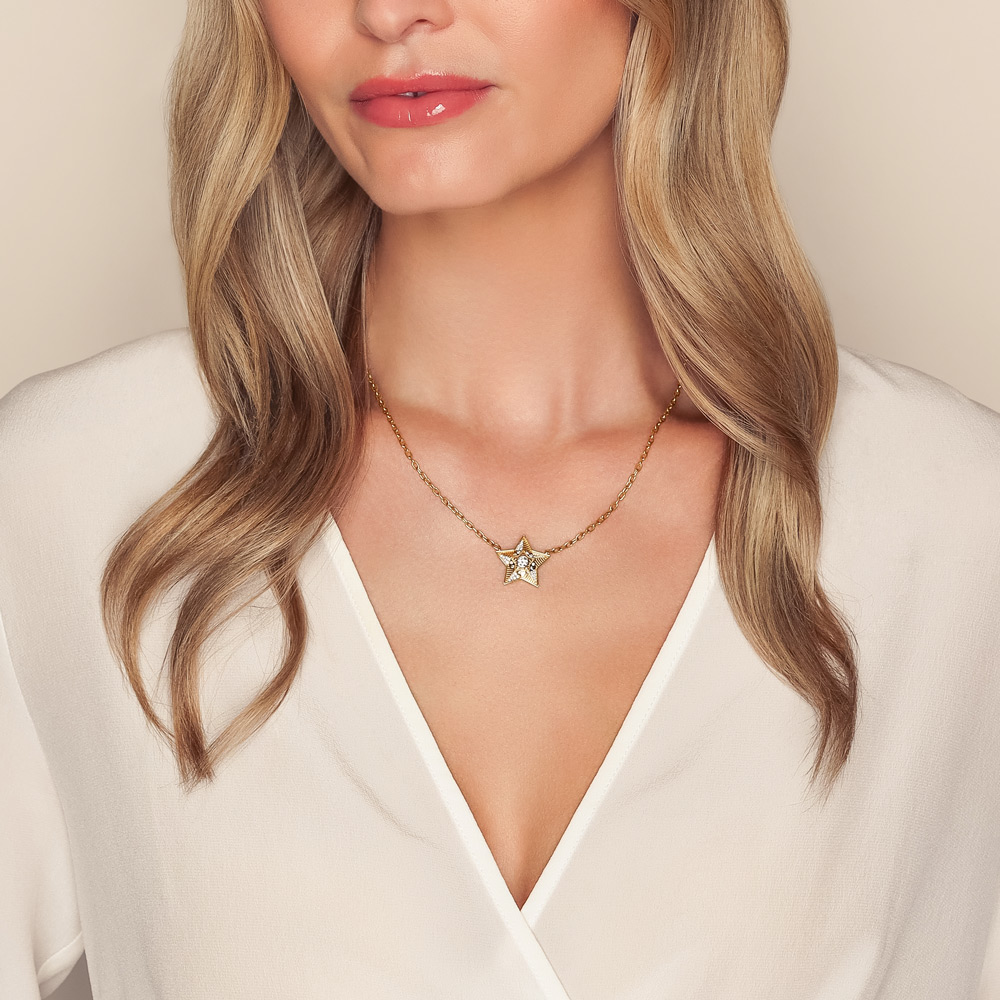 Harwell Godfrey Diamond Mini Supernova Star Necklace in Yellow Gold, 18
