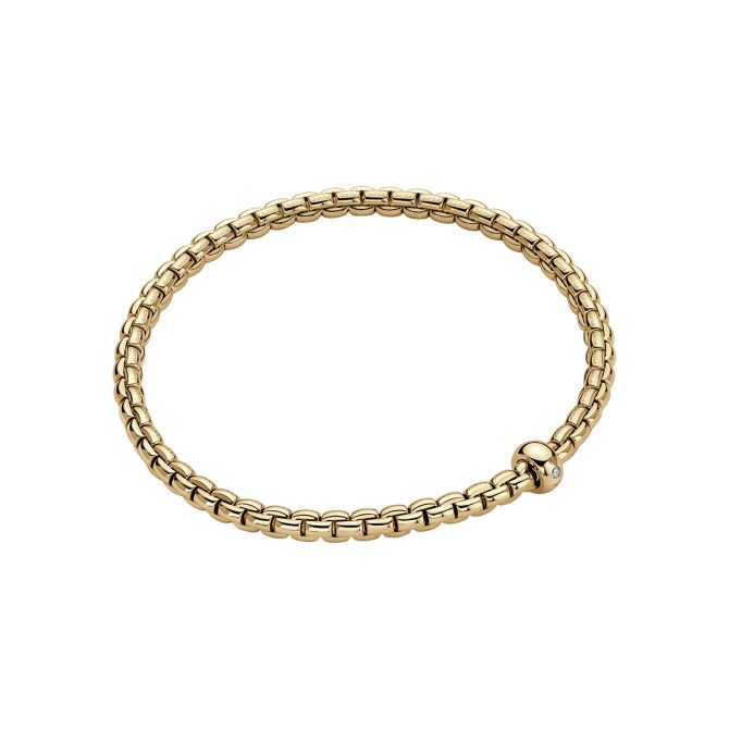 FOPE Eka Flex'It Bracelet in Yellow Gold with Single Diamond Station, Size L