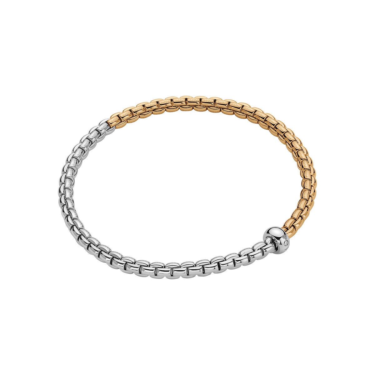 FOPE Eka Flex'It Yellow & White Gold Bracelet with Single Diamond Rondel, 6.69