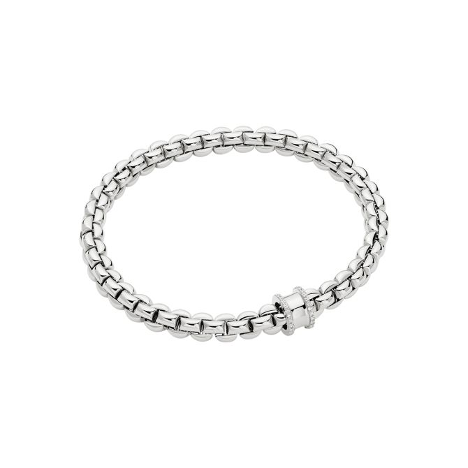 FOPE Eka Flex'It Bracelet in White Gold with Diamond Edge Rondel, Size M