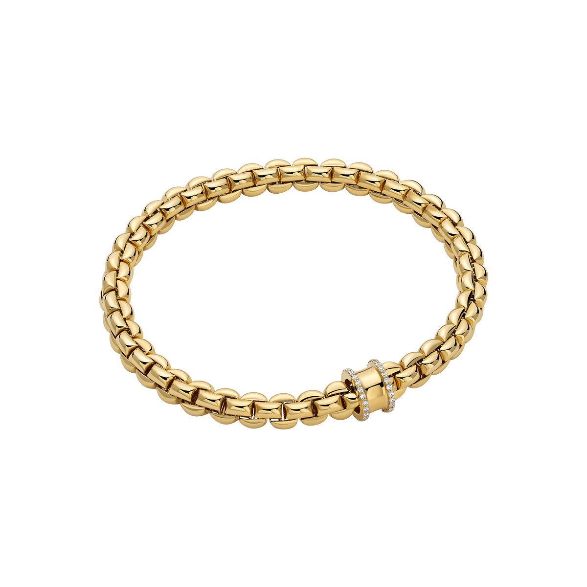 FOPE Eka Flex'It Bracelet in Yellow Gold with Diamond Edge Rondel, Size M