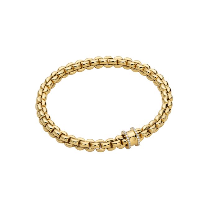 FOPE Eka Flex'It Bracelet in Yellow Gold with Diamond Edge Rondel, Size M