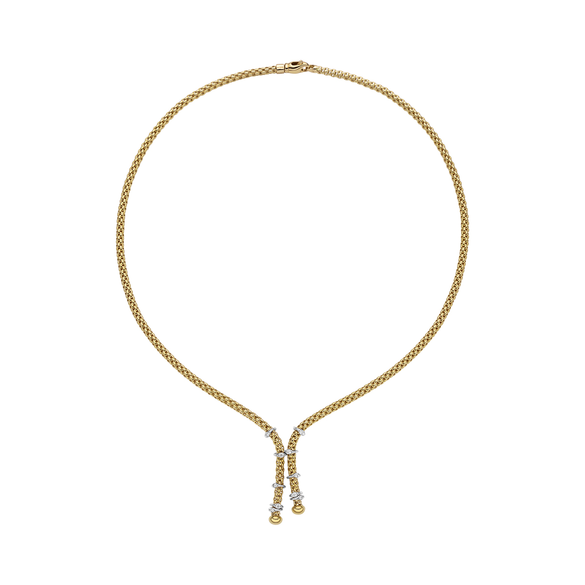 FOPE Prima Flex'It Lariat Necklace in Yellow Gold with Dainty Diamond Stations, 17