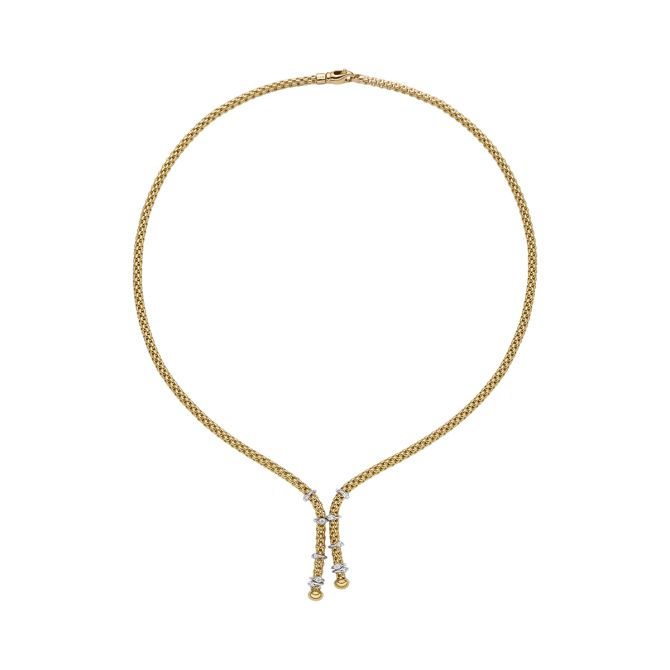 FOPE Prima Flex'It Lariat Necklace in Yellow Gold with Dainty Diamond Stations, 17"