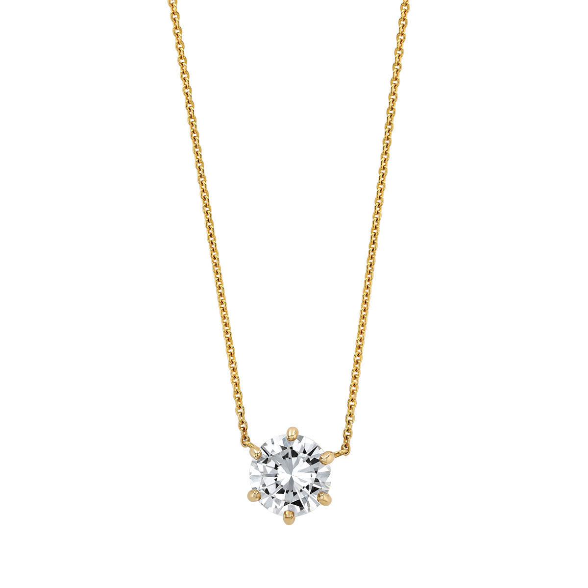 Round Diamond Solitaire Pendant in Yellow Gold, 18