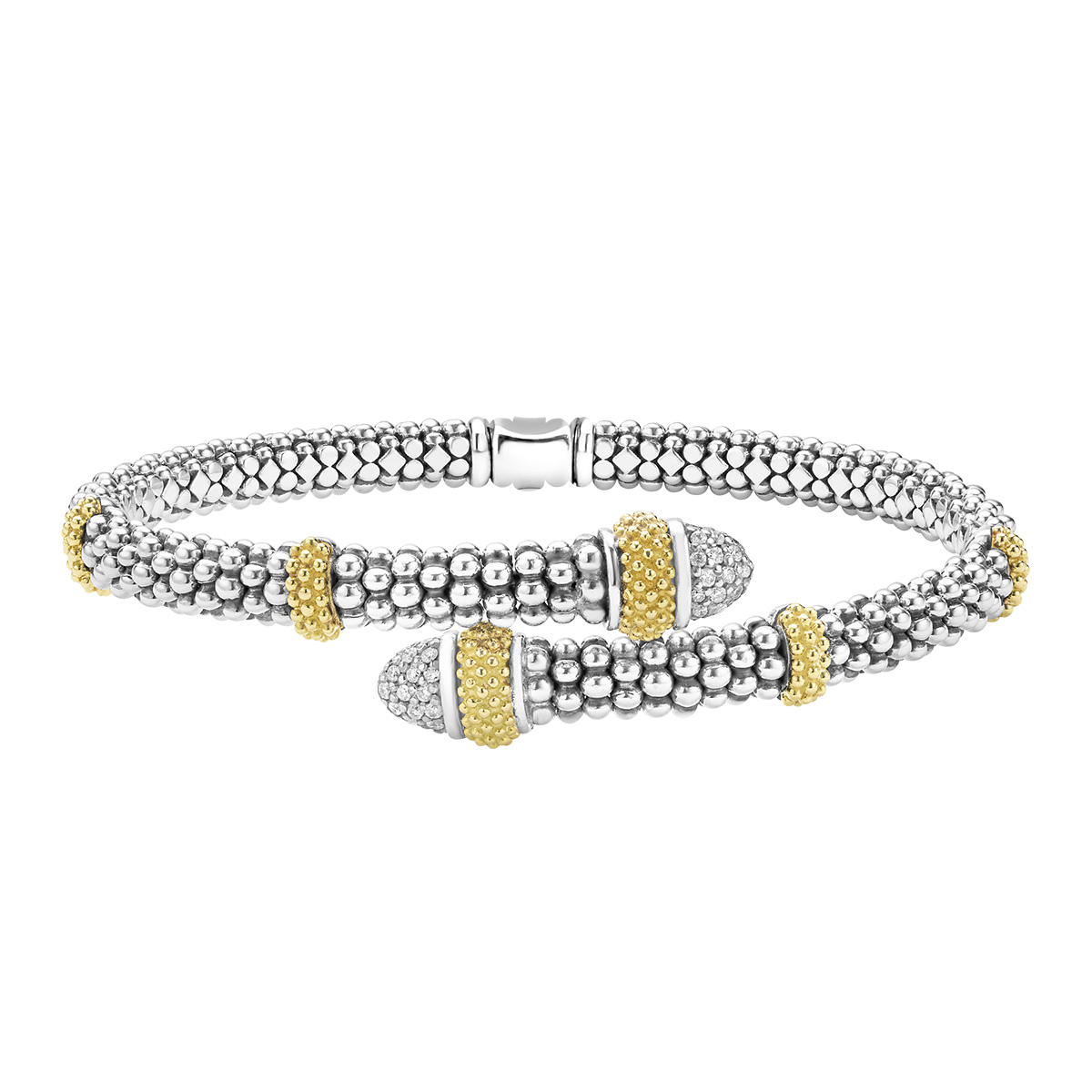 LAGOS Caviar Lux Diamond Versa Bypass Bracelet in Yellow Gold & Sterling Silver, 7