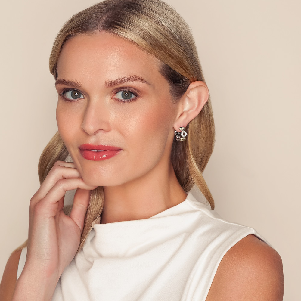 LAGOS Caviar Lux Diamond Petite Link Hoop Earrings in Yellow Gold & Sterling Silver, 7