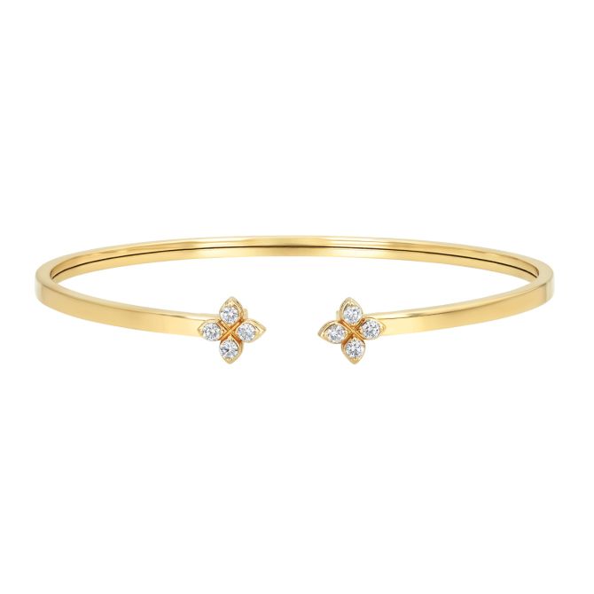 Roberto Coin Love in Verona Diamond Flower Duo Cuff Bracelet in Yellow Gold