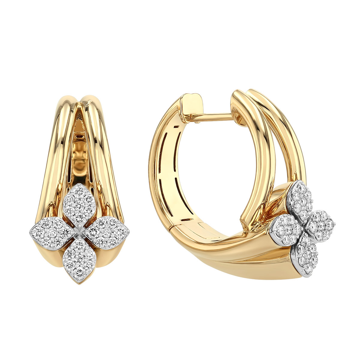Roberto Coin Love in Verona Diamond Pavé Flower Wrap Hoop Earrings in Two Tone