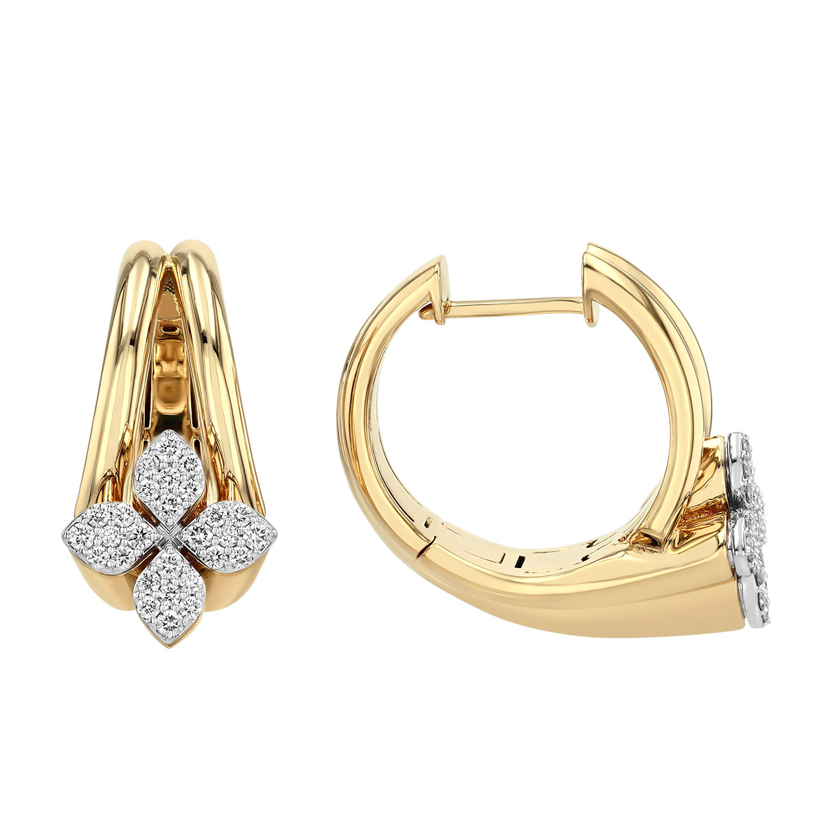 Roberto Coin Love in Verona Diamond Pavé Flower Wrap Hoop Earrings in Two Tone