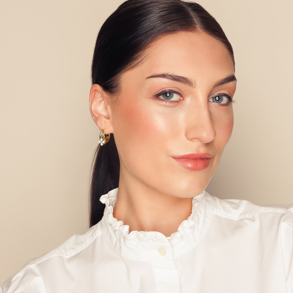 Roberto Coin Love in Verona Diamond Pavé Flower Wrap Hoop Earrings in Two Tone