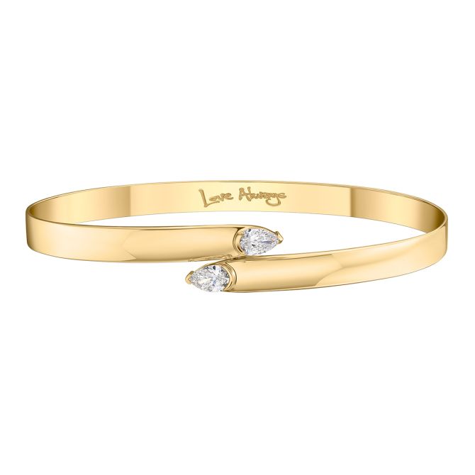 Phillips House Pear Shape Diamond Duo Bypass Bangle Bracelet in Yellow Gold