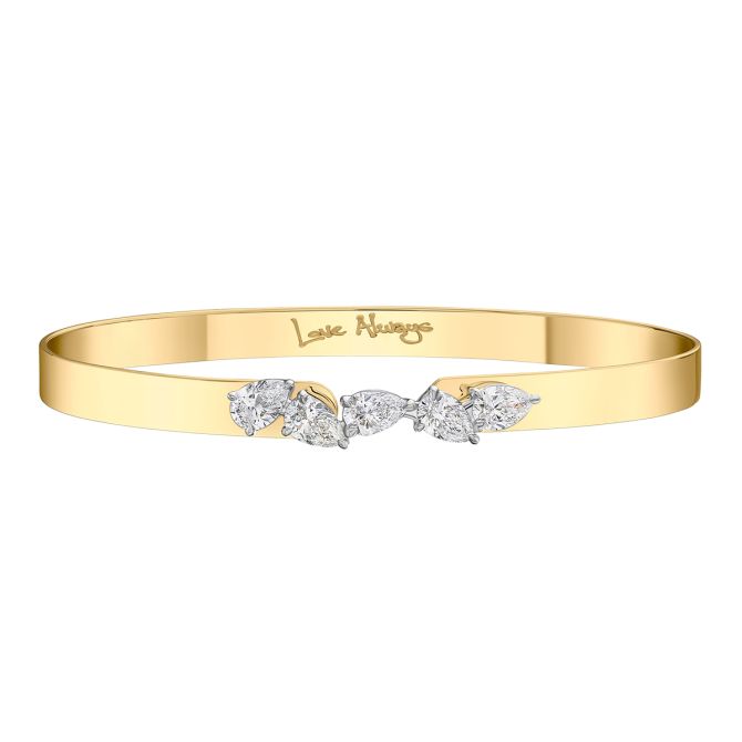 Phillips House Pear Shape Diamond Cluster Bangle Bracelet in Yellow Gold