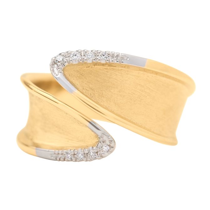 Marco Bicego Lunaria Diamond Edge Bypass Wrap Ring in Two Tone