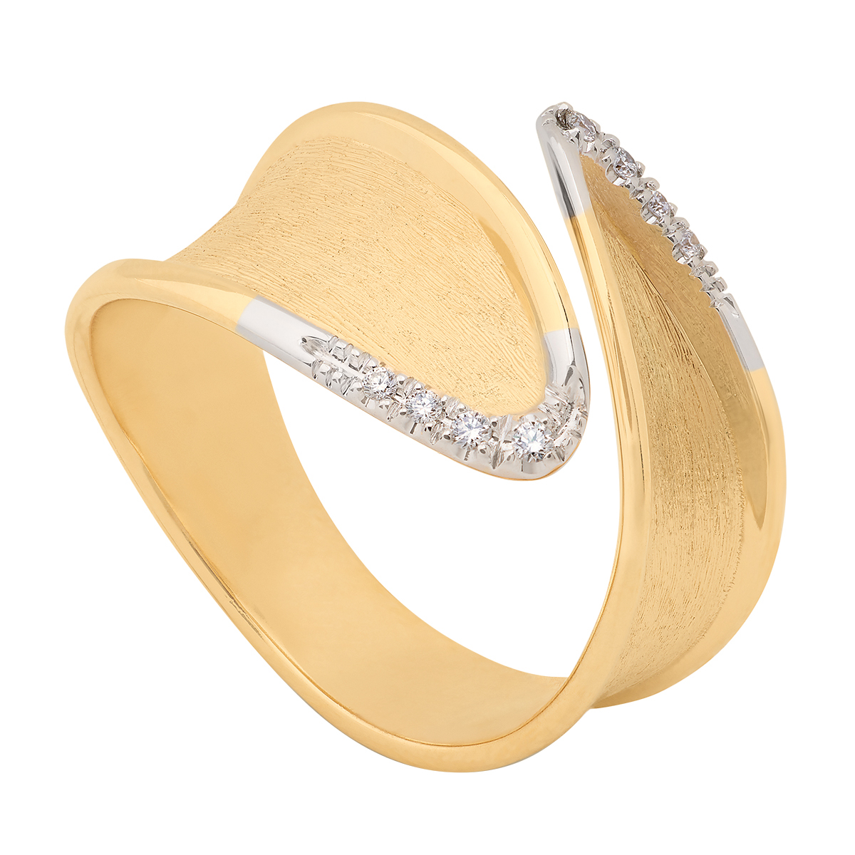 Marco Bicego Lunaria Diamond Edge Bypass Wrap Ring in Two Tone