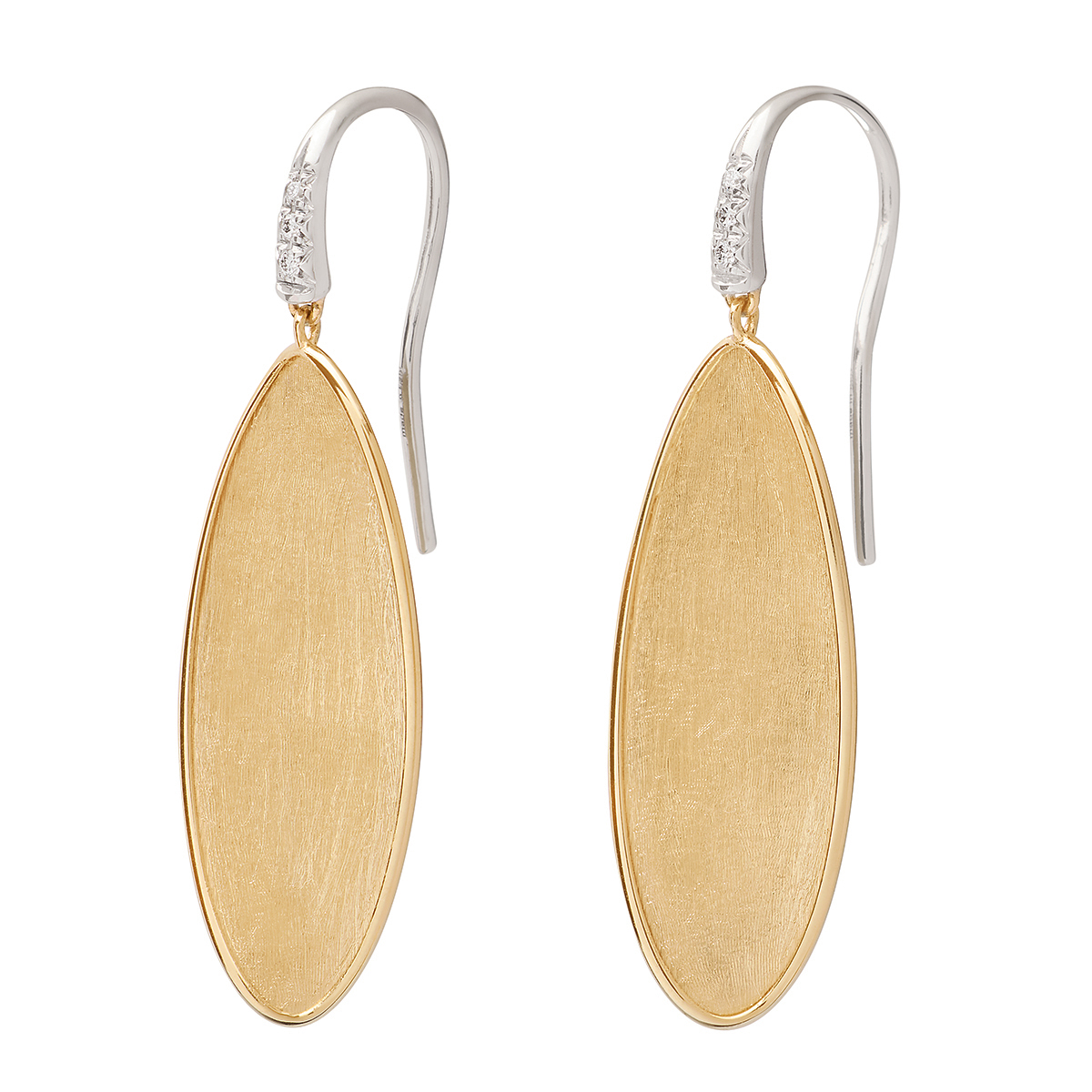 Marco Bicego Lunaria Two Tone Leaf Dangle Earrings with Diamond Accents