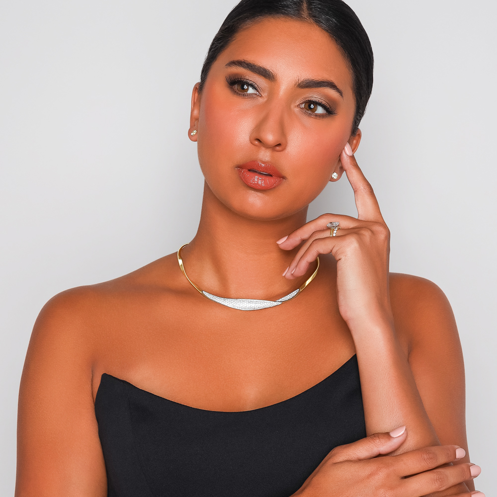 Marco Bicego Marrakech Diamond Pave Twist Collar Necklace in Two Tone, 16.75