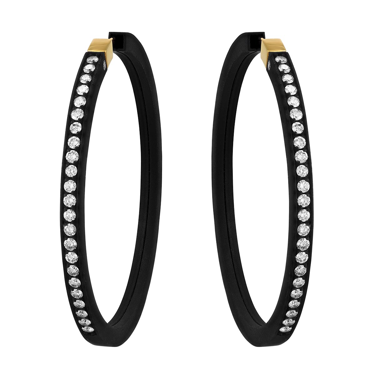 Marco Dal Maso Diamond Hoops Earrings in Black Titanium & Yellow Gold