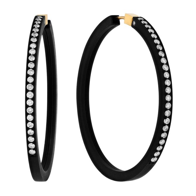 Marco Dal Maso Diamond Hoops Earrings in Black Titanium & Yellow Gold