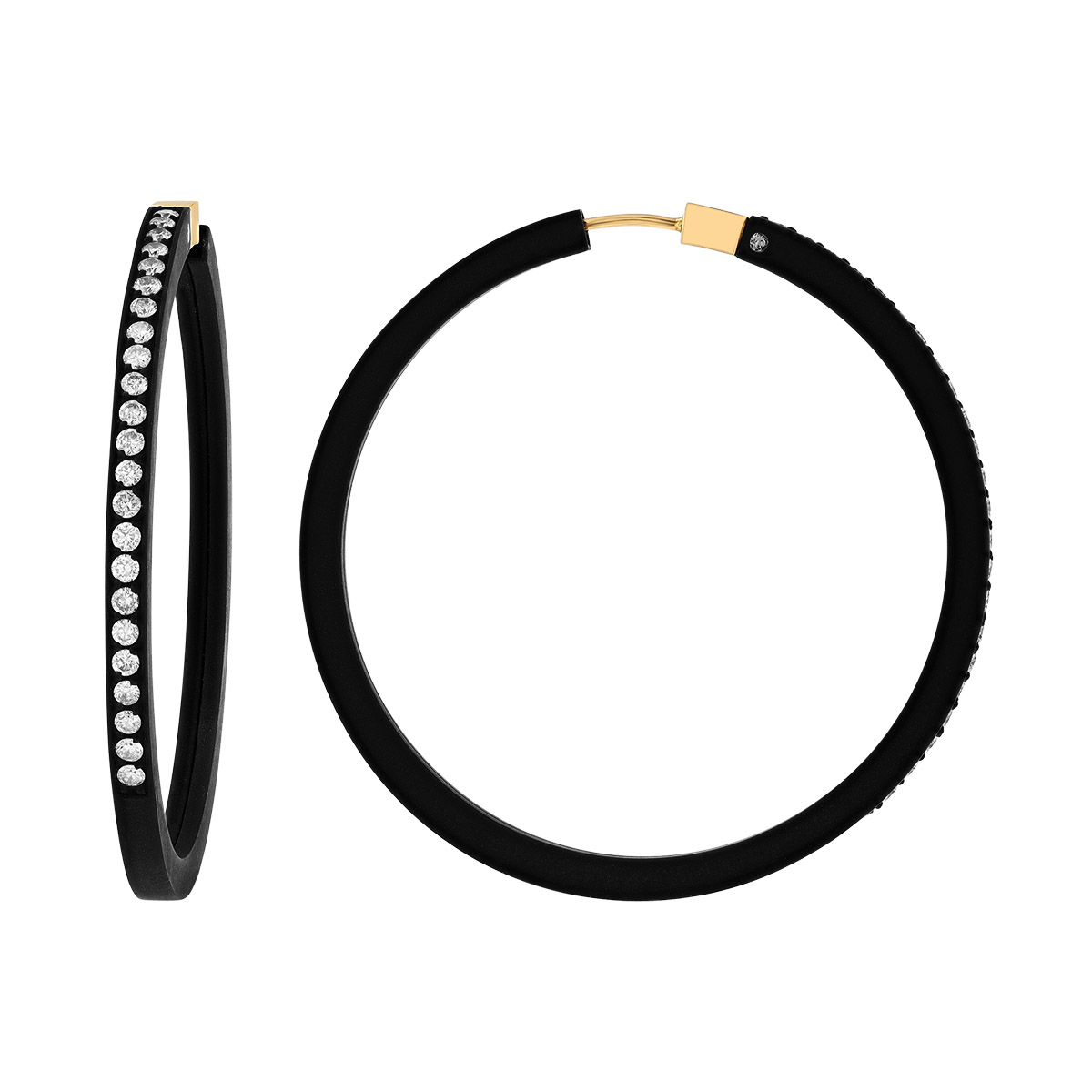 Marco Dal Maso Diamond Hoops Earrings in Black Titanium & Yellow Gold
