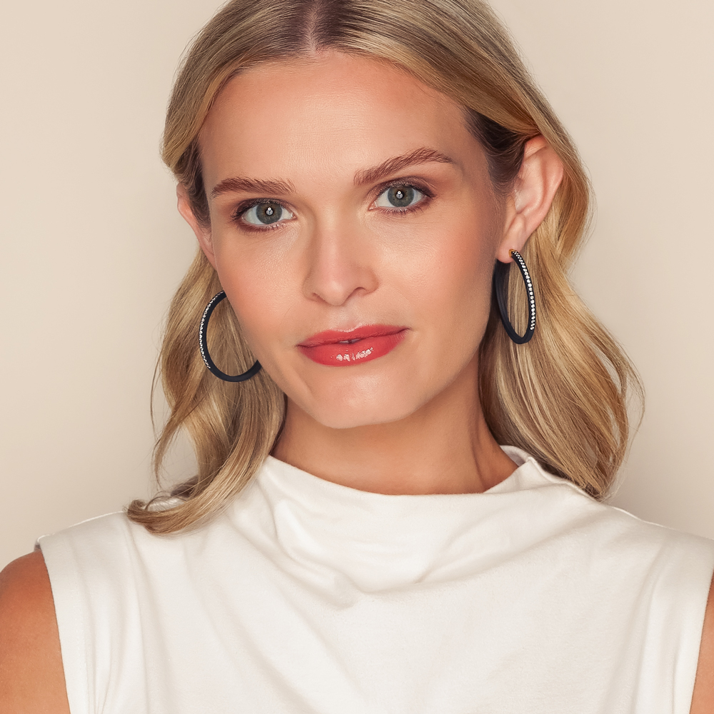 Marco Dal Maso Diamond Hoops Earrings in Black Titanium & Yellow Gold