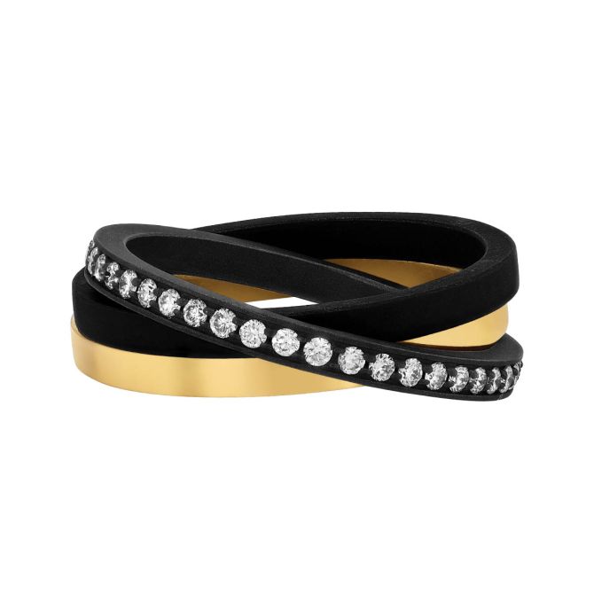 Marco Dal Maso Diamond Triple Band Ring in Black Titanium & Yellow Gold