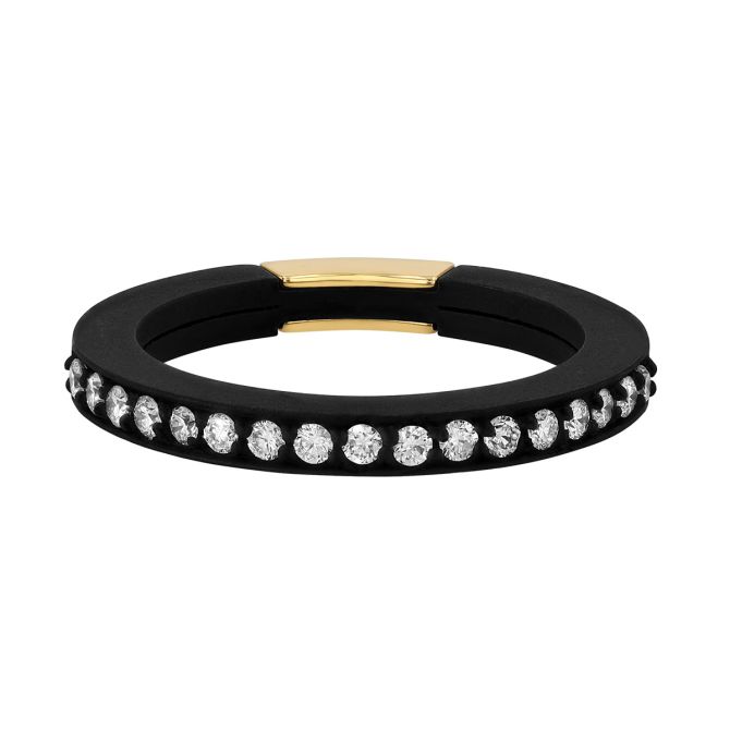 Marco Dal Maso Diamond Ring in Black Titanium & Yellow Gold, Size 9