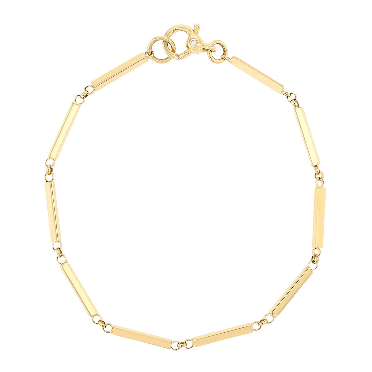 Zoe Chicco Yellow Gold Bar Link Bracelet with Diamond Accent