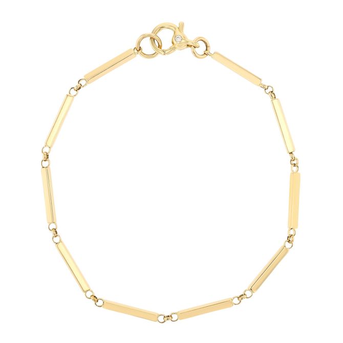 Zoe Chicco Yellow Gold Bar Link Bracelet with Diamond Accent