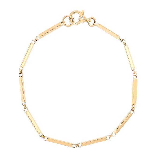 Zoe Chicco Yellow Gold Bar Link Bracelet with Diamond Accent