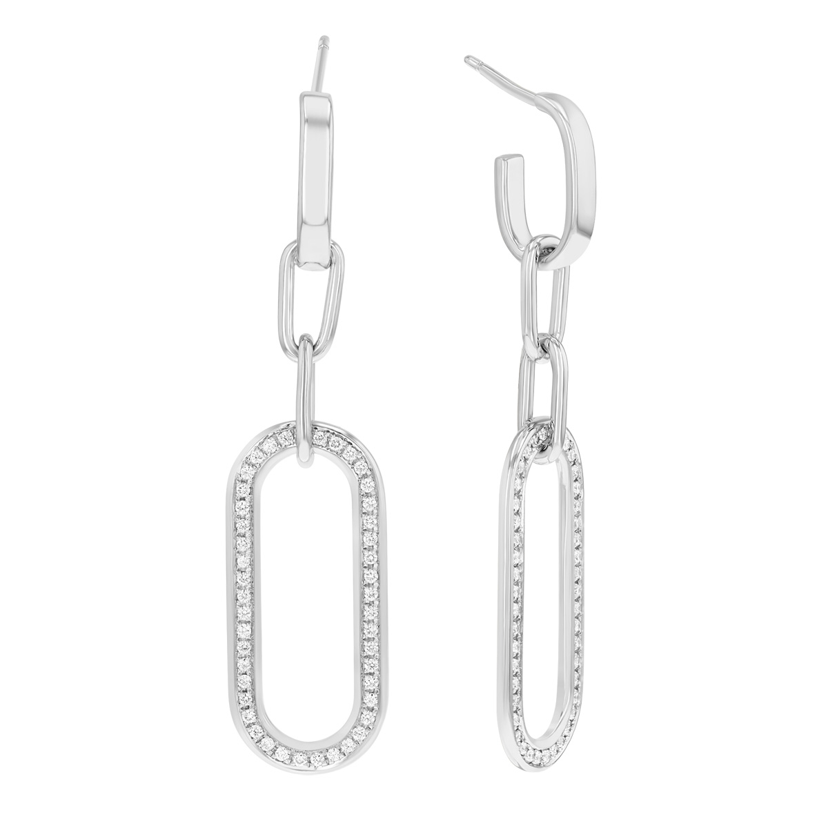 Pesavento Elegance Diamond Open Oval Dangle Earrings in Sterling Silver