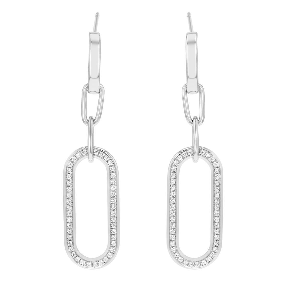 Pesavento Elegance Diamond Open Oval Dangle Earrings in Sterling Silver