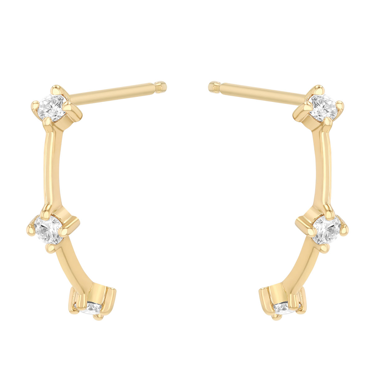 Zoe Chicco Diamond Trio Arch Drop Earrings in Yellow Gold