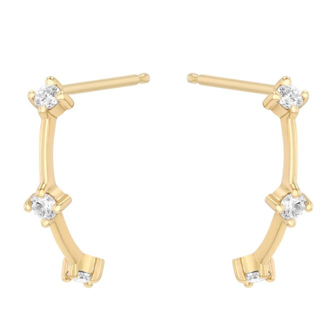 Zoe Chicco Diamond Trio Arch Drop Earrings in Yellow Gold