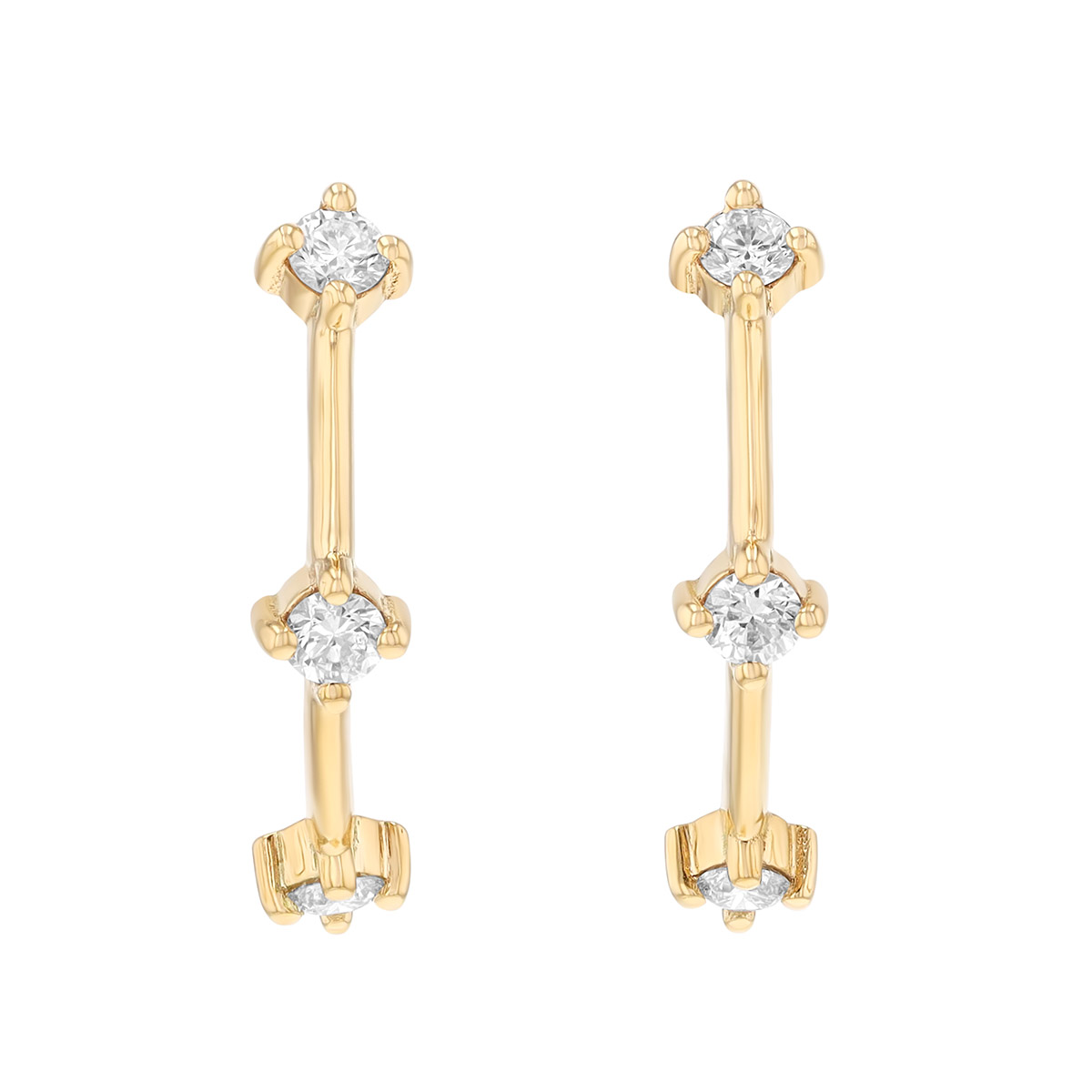 Zoe Chicco Diamond Trio Arch Drop Earrings in Yellow Gold