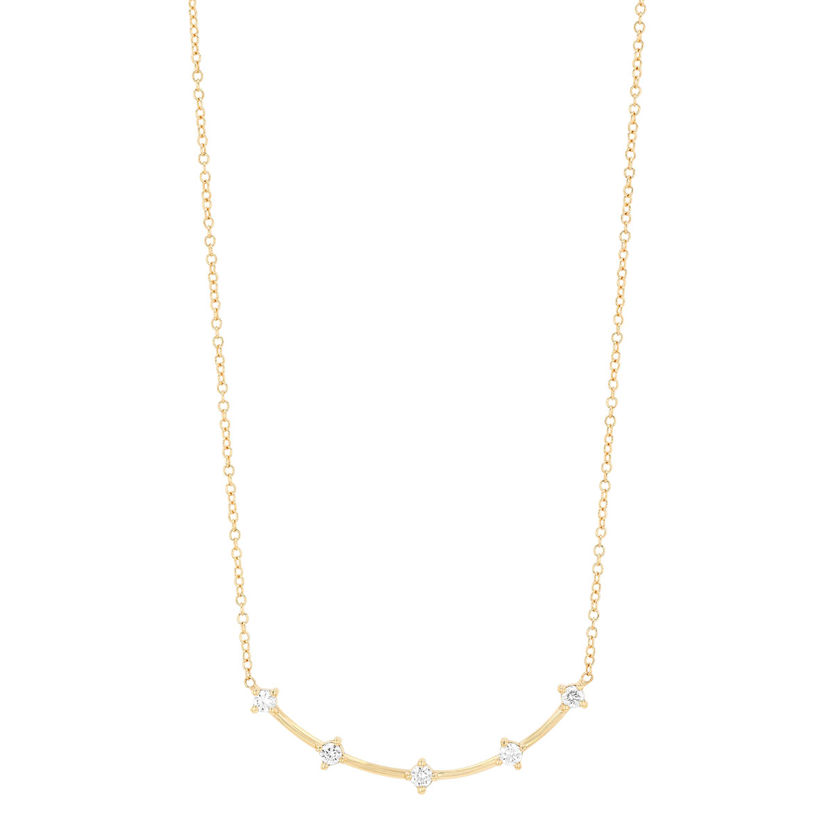 Zoe Chicco 5 Diamond Curved Bar Necklace in Yellow Gold, 16