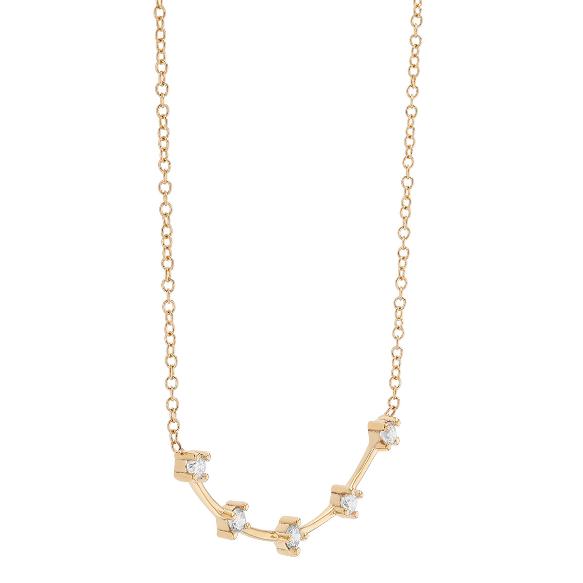 Zoe Chicco 5 Diamond Curved Bar Necklace in Yellow Gold, 16